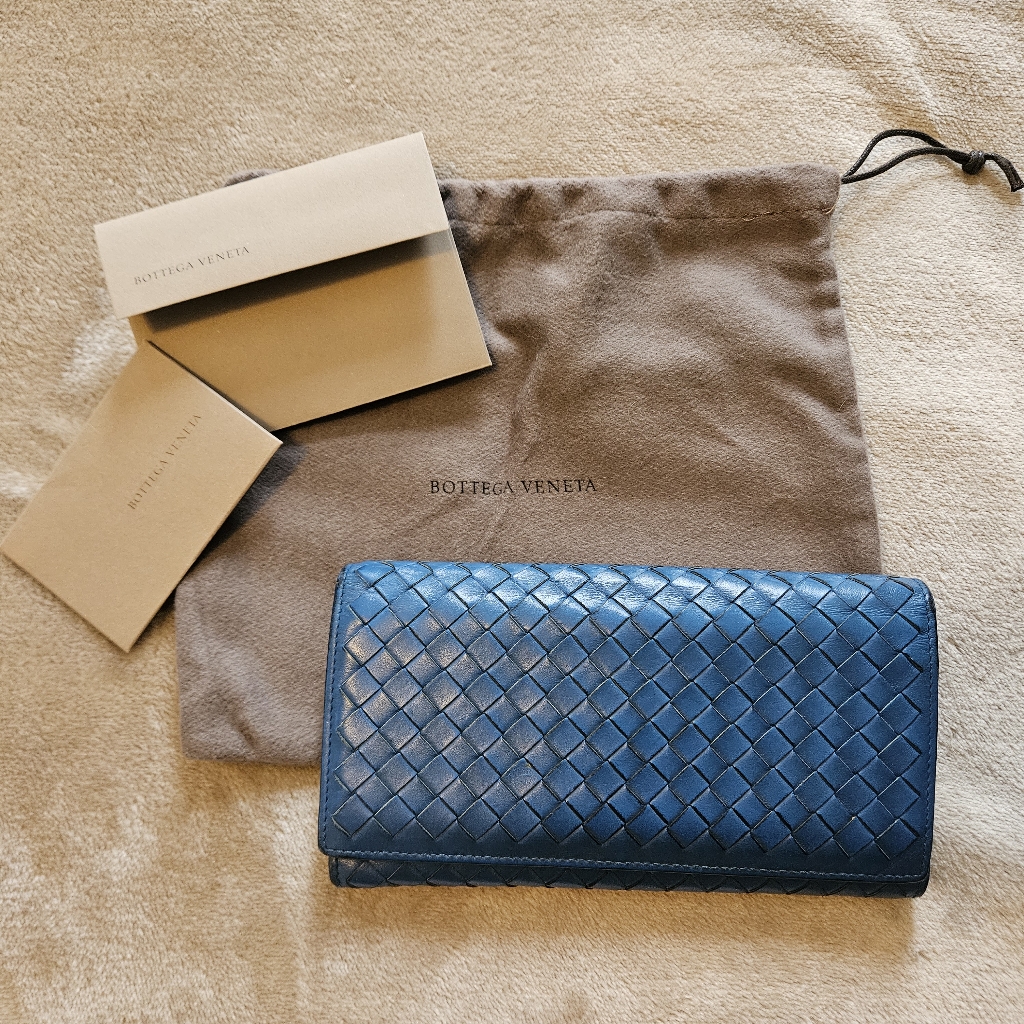 Blue Woven Bottega Veneta Wallet